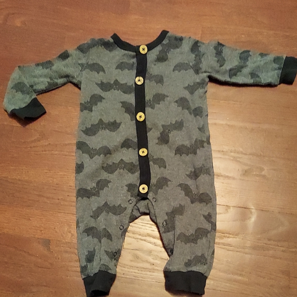Gray Bat Print Kids One Piece